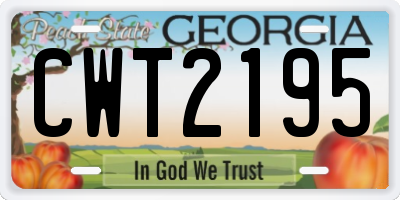 GA license plate CWT2195