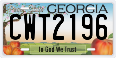 GA license plate CWT2196