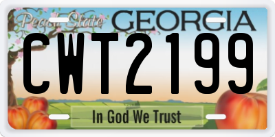 GA license plate CWT2199