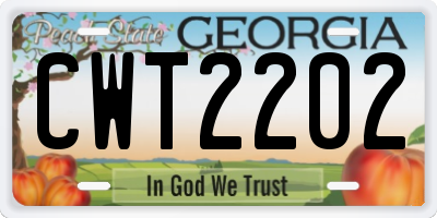 GA license plate CWT2202