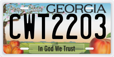 GA license plate CWT2203