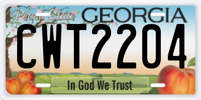 GA license plate CWT2204