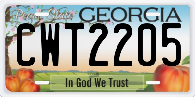 GA license plate CWT2205