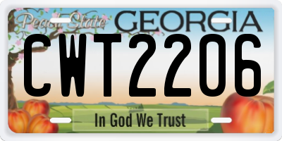 GA license plate CWT2206