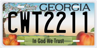 GA license plate CWT2211
