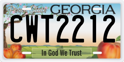 GA license plate CWT2212