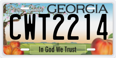 GA license plate CWT2214