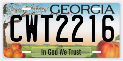 GA license plate CWT2216