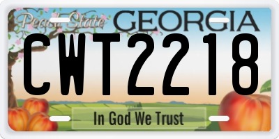 GA license plate CWT2218