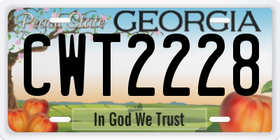 GA license plate CWT2228