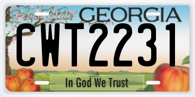 GA license plate CWT2231