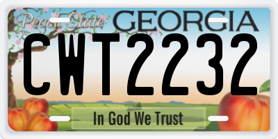 GA license plate CWT2232