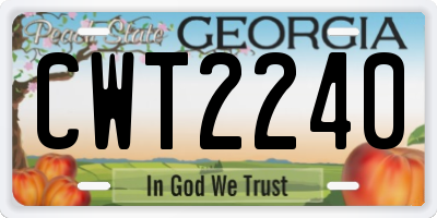 GA license plate CWT2240