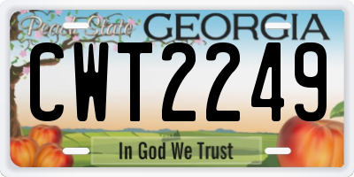 GA license plate CWT2249