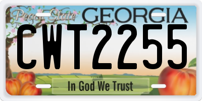 GA license plate CWT2255