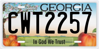 GA license plate CWT2257