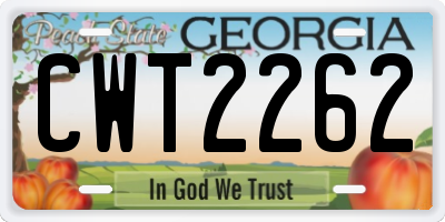 GA license plate CWT2262