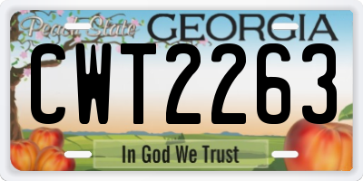 GA license plate CWT2263