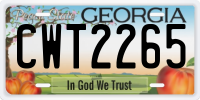 GA license plate CWT2265
