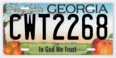 GA license plate CWT2268