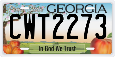 GA license plate CWT2273