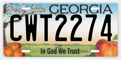 GA license plate CWT2274