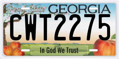 GA license plate CWT2275