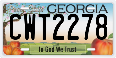 GA license plate CWT2278