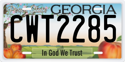GA license plate CWT2285