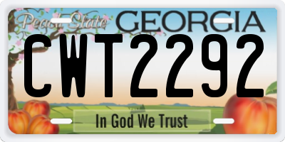 GA license plate CWT2292