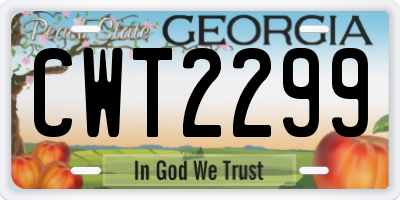 GA license plate CWT2299