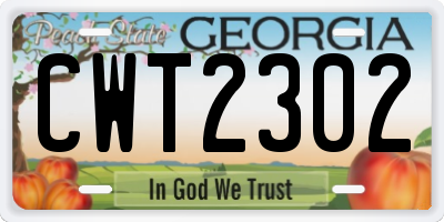 GA license plate CWT2302