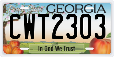 GA license plate CWT2303