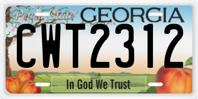 GA license plate CWT2312