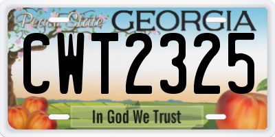 GA license plate CWT2325