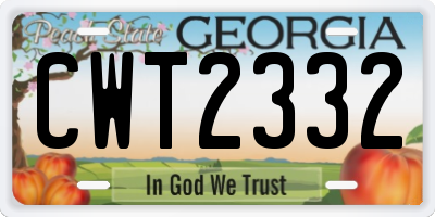 GA license plate CWT2332