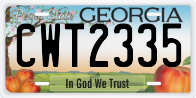 GA license plate CWT2335
