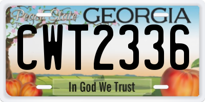 GA license plate CWT2336