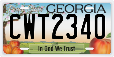 GA license plate CWT2340
