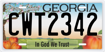 GA license plate CWT2342