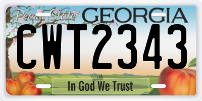 GA license plate CWT2343