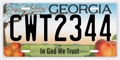 GA license plate CWT2344