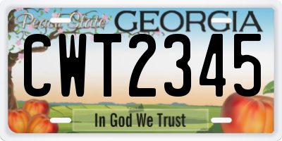 GA license plate CWT2345