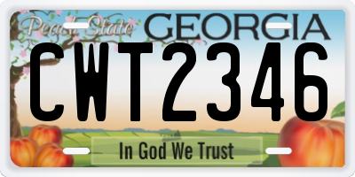 GA license plate CWT2346
