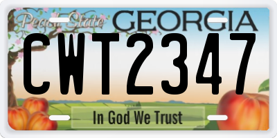 GA license plate CWT2347