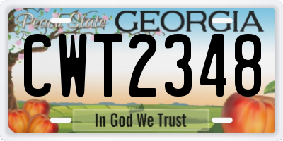 GA license plate CWT2348