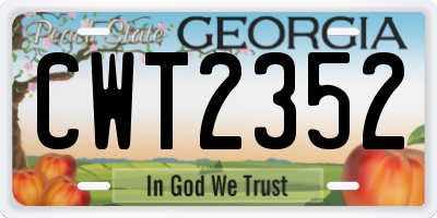 GA license plate CWT2352