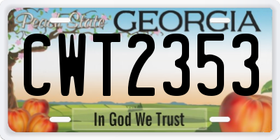 GA license plate CWT2353