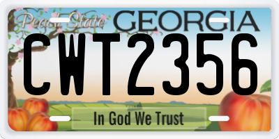 GA license plate CWT2356