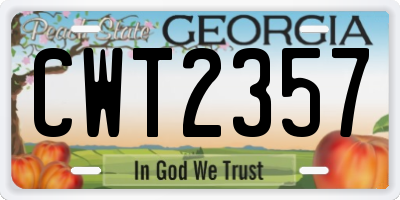 GA license plate CWT2357